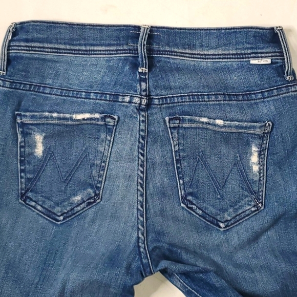 Mother The Weekender Fray Mid-Rise Flared Jeans Sz 25 US Original Blue Denim - Picture 15 of 16